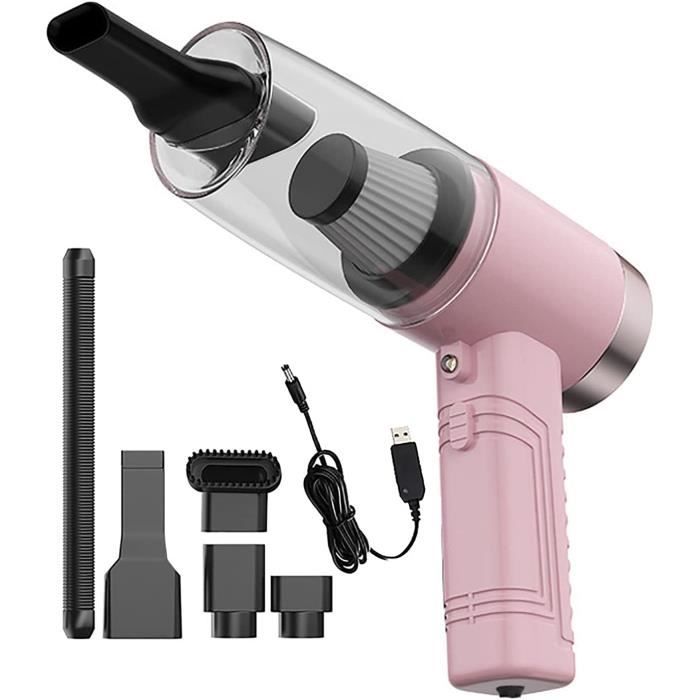Mini Aspirateur Sans Fil Suloea – 4500 Pa, Ultra Léger (0,68 Lb), Recharge USB-C – Rose, Pour Voiture, Bureau, Maison