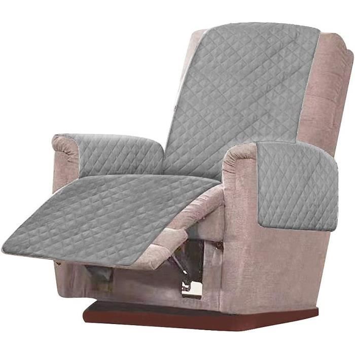 Housse De Fauteuil Relax LINGKY Imperméable - Protection Antidérapante - 1 Place - Marron - Poches Latérales