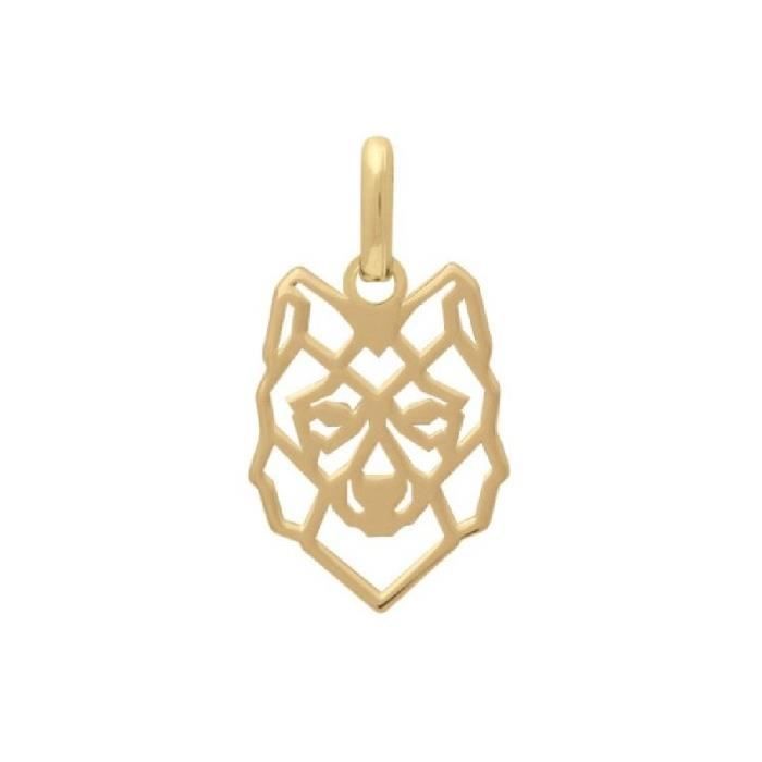 Pendentif - LOUP - Plaqué Or 750/000 - Taille 14x10mm - Garanti sans nickel
