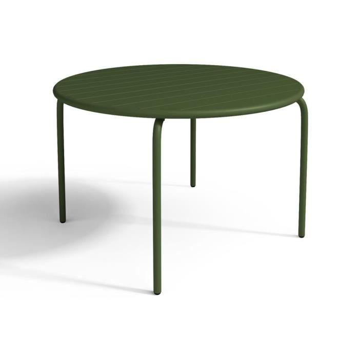 Table ronde de jardin en métal kaki D.110cm - MIRMANDE