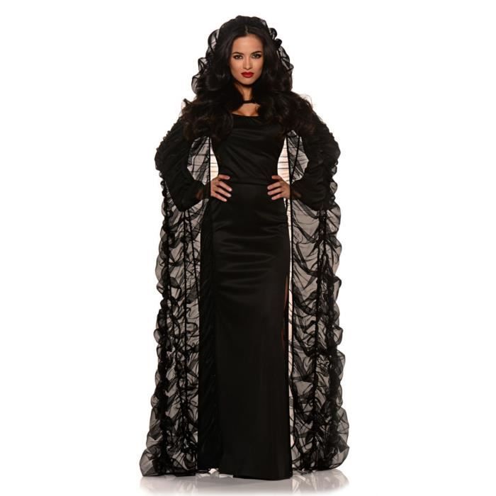 cape en mousseline avec capuche - horror-shop.com - accessoire de costume gothique pour adulte - noir