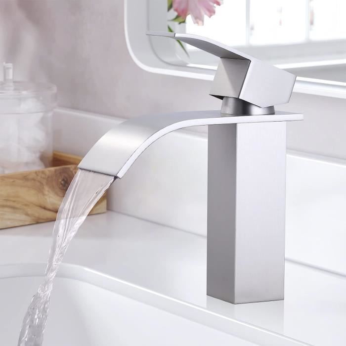 Mitigeur bain-douche mécanique en inox brossé, eau chaude & froide