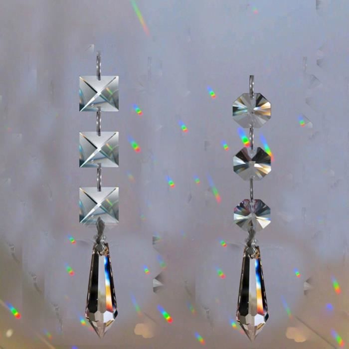 As picture 3 Suncatcher – cadeau de noël suspendu en cristal, 2  pièce-ensemble Chakra, Feng Shui prisme arc en ciel scintillant - Cdiscount  Maison