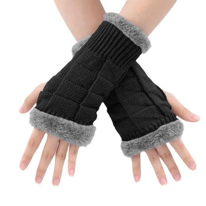 Gants Mitaine en Tricot pour Femmes - Gants Sans Doigt Tricoté,Arm Mitaines Gants Tricoté Chauff Gants Mitaine en Tricot pour Femmes