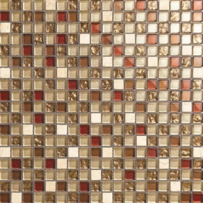 Carrelage Et Verre Mat Mosaique Pierre Naturelle Marron Or Beige
