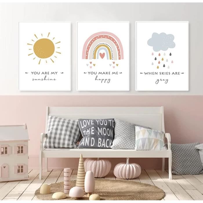 Lot de 3 posters décoratifs pour chambre d'enfant Sans cadre Pour