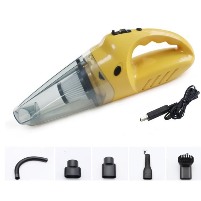Aspirateur A Main Sans Fil Rechargeable Petit Aspirateur Portatif Leger Aspiration Cyclonique Pour Voiture Jaune Achat Vente Aspirateur A Main Cdiscount