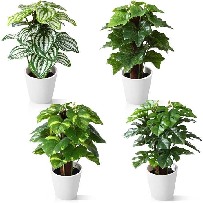 Fausse plantes artificielles interieur avec pot plastique 24 cm mini fausse  plante maison balcon salon chambre verte deco (4 pack) - Cdiscount Maison