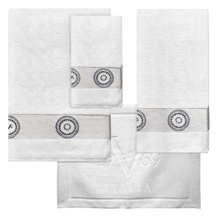 Versace 19v69 Abbigliamento Sportivo srl Set de 3 Serviettes + Tapis de  bain, Blanc - Cdiscount Maison