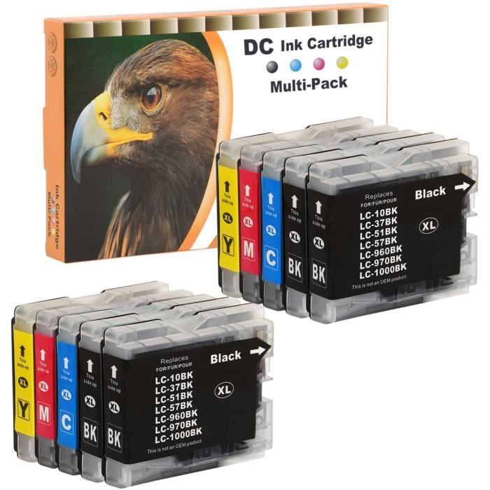 Lot De 12 Cartouches D'encre Compatibles Brother DCP750CW (LC1000) - Noir + Couleurs - Neuf