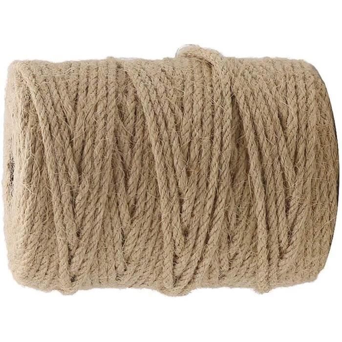 2 * 100M 6ply Ficelle en Jute Corde 3mm Fil de Jute Naturel Corde en Jute Naturel Jute Corde de pour l'emballage Cadeau, - Maison