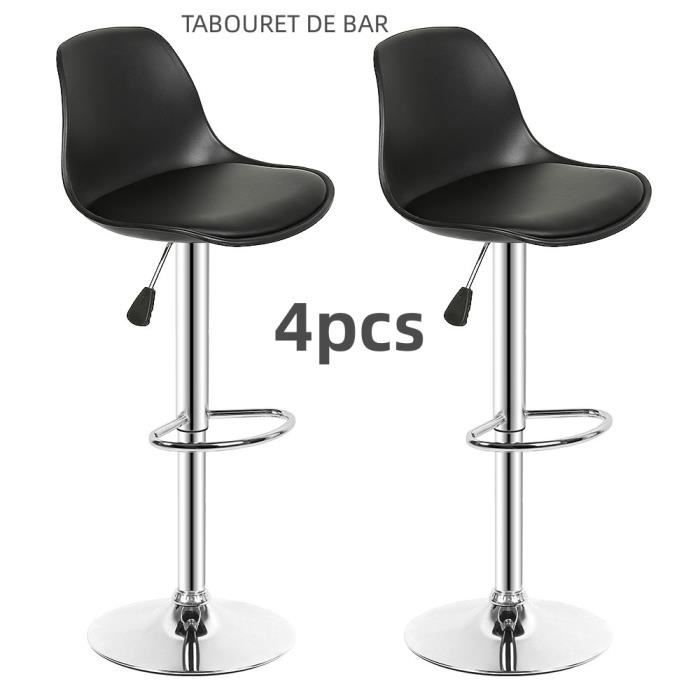 Tabouret de bar pivotant 360° rembourré noir - GOLDCMN - lot de 4 - réglable en hauteur