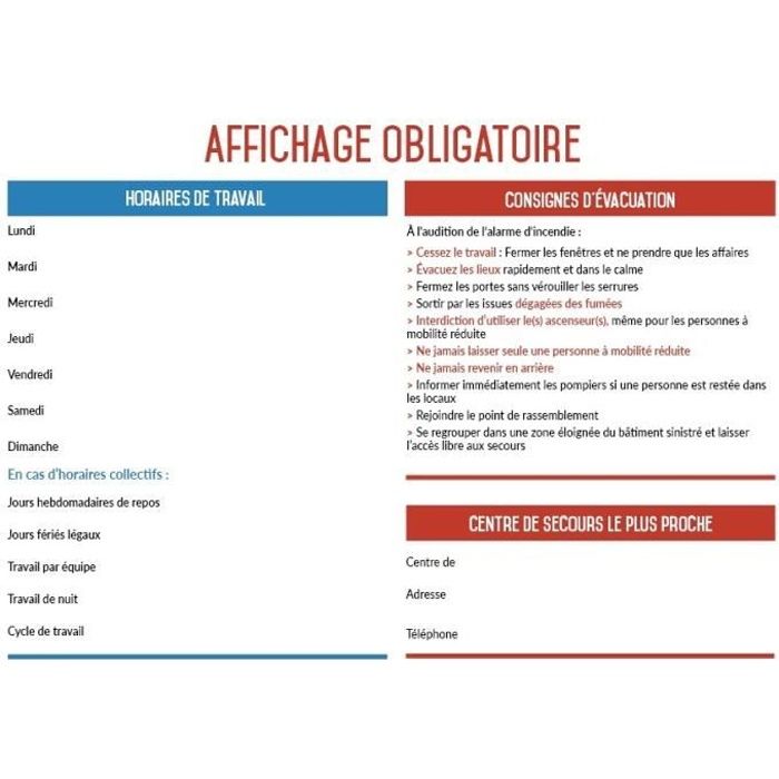 Affichage Entreprise Obligatoire 2019 Format A4 4 Pages Design Epure