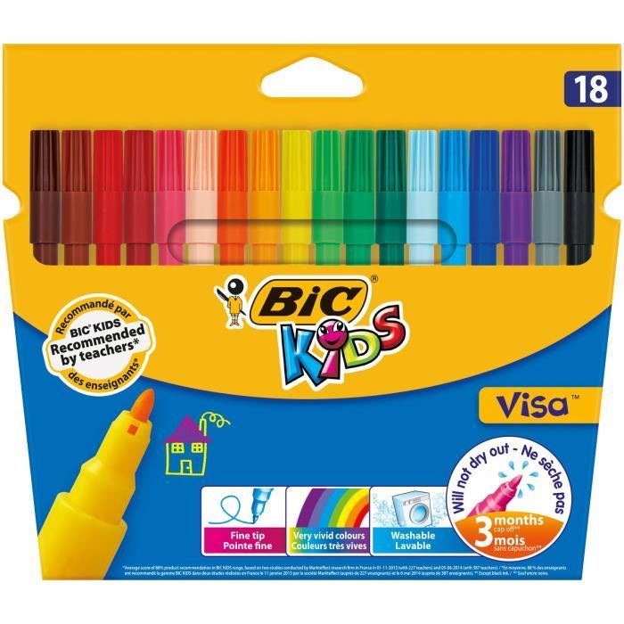 2 x 18 Feutres de Coloriage Kid Couleur BIC 💼 - Papeterie & Fournitures scolaires 2 x 18 Feutres de Coloriage Kid Couleur BIC 💼 - Papeterie & Fournitures scolaires