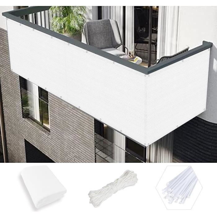 Brise-Vue Balcon 100x500cm HDPE - Œillets Tous Les 50cm - Résistant UV Et Vent - Vert Foncé - Intimité Jardin