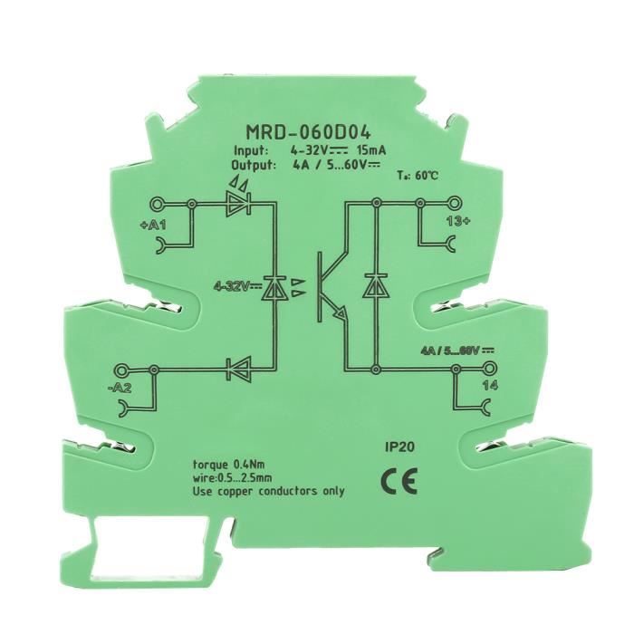 Relais Interface Automate MRA-23D2 - Relais à Semi-conducteurs 15mA, Entrée 3-32VDC Sortie 230V - Ultra-mince 6.2mm - 13