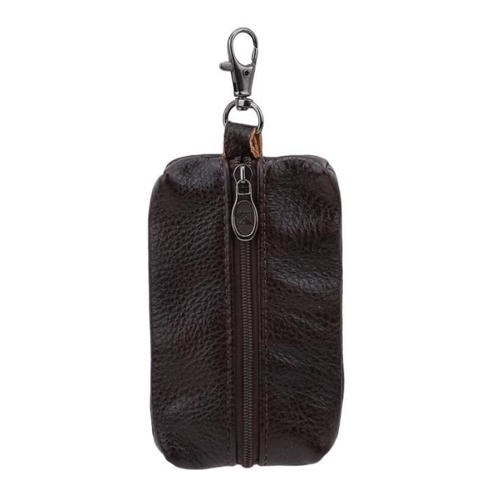 Porte-clés Voiture En Cuir élégant – Pour Hommes Et Femmes – 9,5 X 2 Cm – Cuir Et Acier Inoxydable – Noir Et Marron – Cadeau Pratique