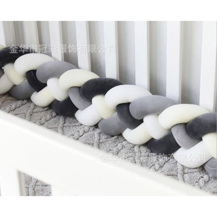 LINSUNG Tour de Lit 2m Bébé Coussin Serpent Coussin Tressé Pare-chocs Velours Berceau Pare-chocs Tressé Bébé lit Bumper Noué Tressé en Peluche Pépinière Pour les Nouveau-nés lit S 