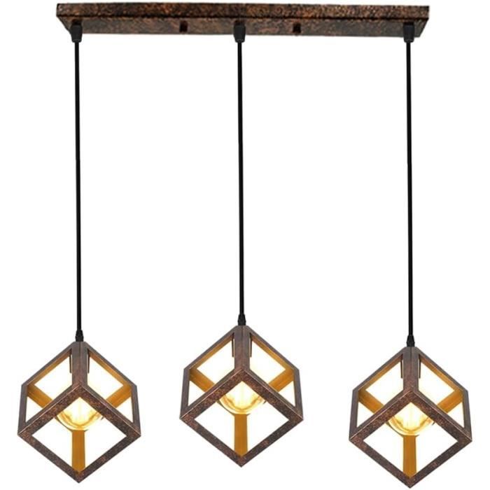 Plafonnier Suspendu 3 Branches Hofstein - Lustre Moderne Noir Pour Salon, Cuisine, Chambre
