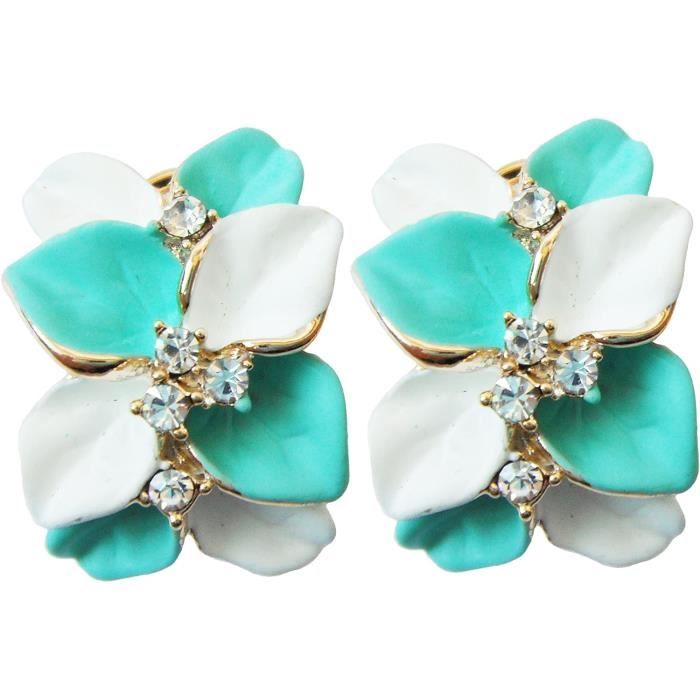 Boucles d'Oreilles en Émail Floral