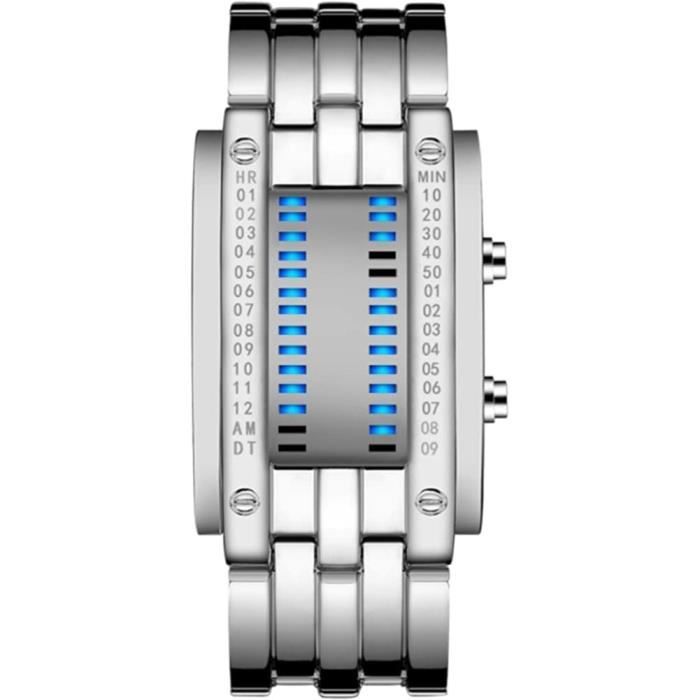 Montre-bracelet à rétroéclairage LED analogique numérique à alarme