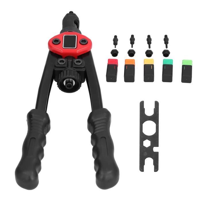 Pistolet à Riveter BEETRO - 4 Buses + 100 Rivets - Pour Métal, Plastique, Cuir - Léger Et Ergonomique