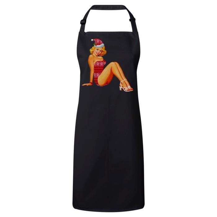 Tablier Cuisine Premium Noir Pin Up De Noel Vintage Retro Mere Noel 50