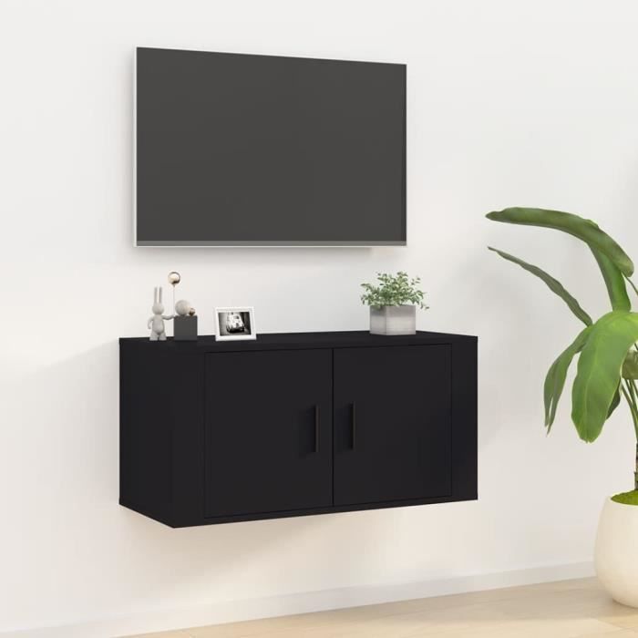 famirosa meuble tv mural noir 80x34,5x40 cm-625