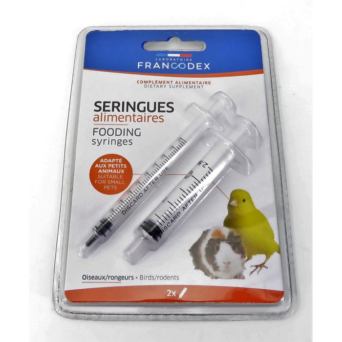 Seringues alimentaires (lot de 2) pour oiseaux et rongeurs. - Francodex