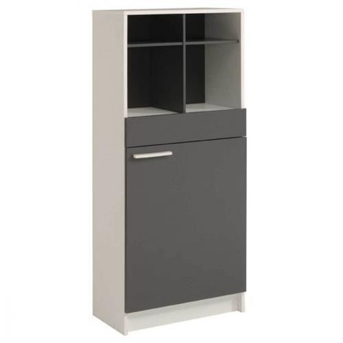 Meuble De Salle De Bain Verona Avec Panier A Linge Gris Blanc