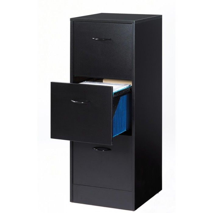 caisson de bureau contemporain - math - noir - 3 tiroirs coulissants