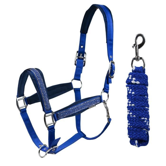 Comparer les prix de Ensemble licol et longe pour cheval Horka EP Crystals & Pearls - royal blue - Shetland
