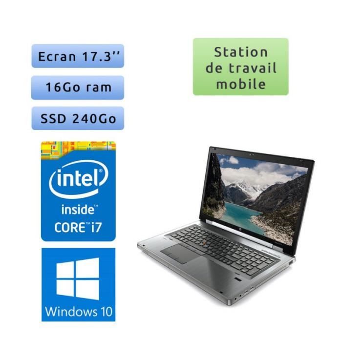 HP EliteBook 8770w - Windows 10 - i7 16Go 240Go SSD - 17.3 - K3000M - Station de Travail Mobile PC 37 Gris