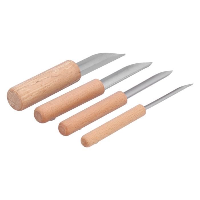 4 Emporte-Pièces Argile FYEARFLY - Acier Inox Manche Bois - Pour Poterie, Sculpture