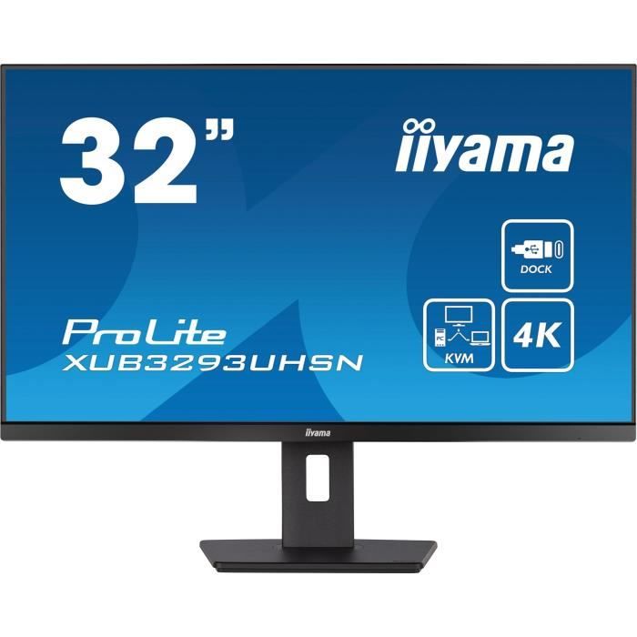 Ecran PC IIYAMA - 32 - 4K UHD - 60Hz - IPS - 4ms - Ajustable en hauteur - XUB3293UHSN-B5