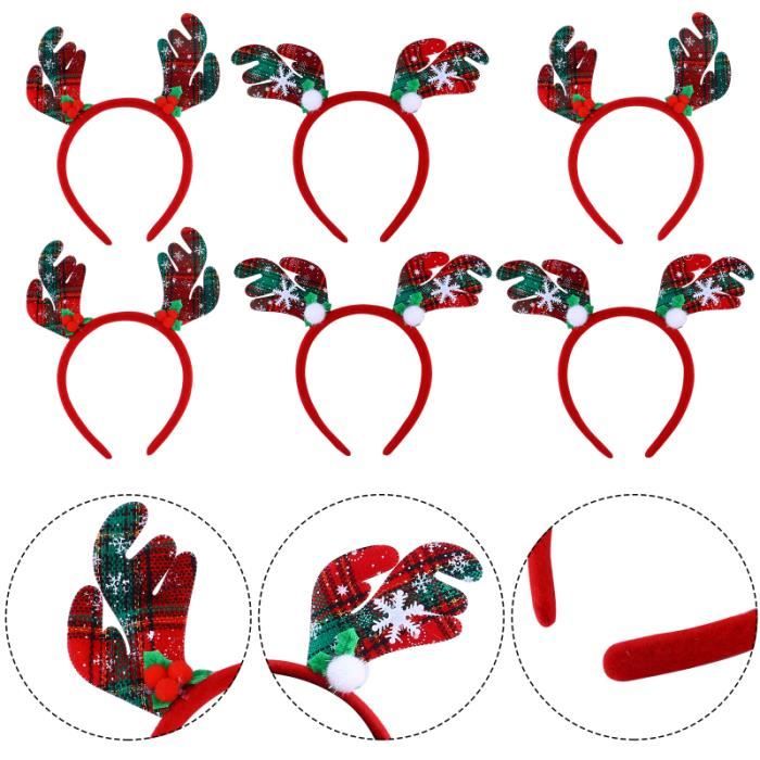 6pcs antler Cheveux Décors de de Noël Coiffures décoratives 