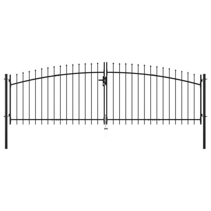 Portail battant - KEENSO - Modèle YIN - Acier noir - 400 x 150 cm - 3 clés incluses