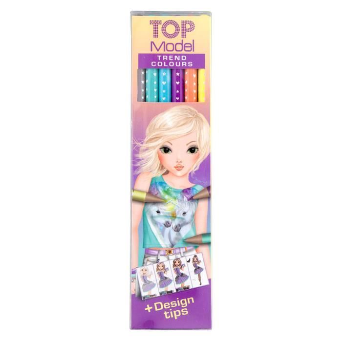 TOP MODEL Set 6 crayons couleurs tendances Cdiscount BeauxArts et