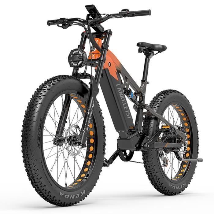 VTT electrique adulte LANKELEISI RV800PLUS 50km/h Moteur 750W Autonomie 150km 26 pouces tout terrain VTC fat bike 48V20Ah Rouge