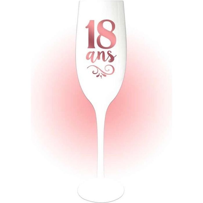Coupe flute à champagne '18 ans' blanc doré rosé (gold pink) - 24x5 cm [Q8400]
