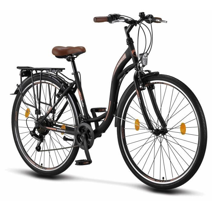 Licorne Bike Stella Premium City Bike 24,26 et 28 pouces – Vélo hollandais, Garçon [Noir, 28]