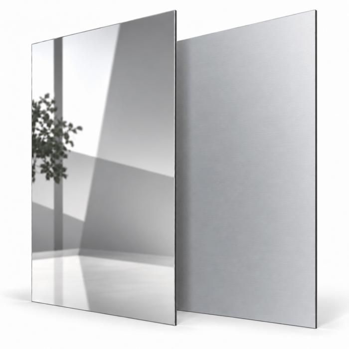 Crédence réversible en aluminium miroir - alu brut - L: