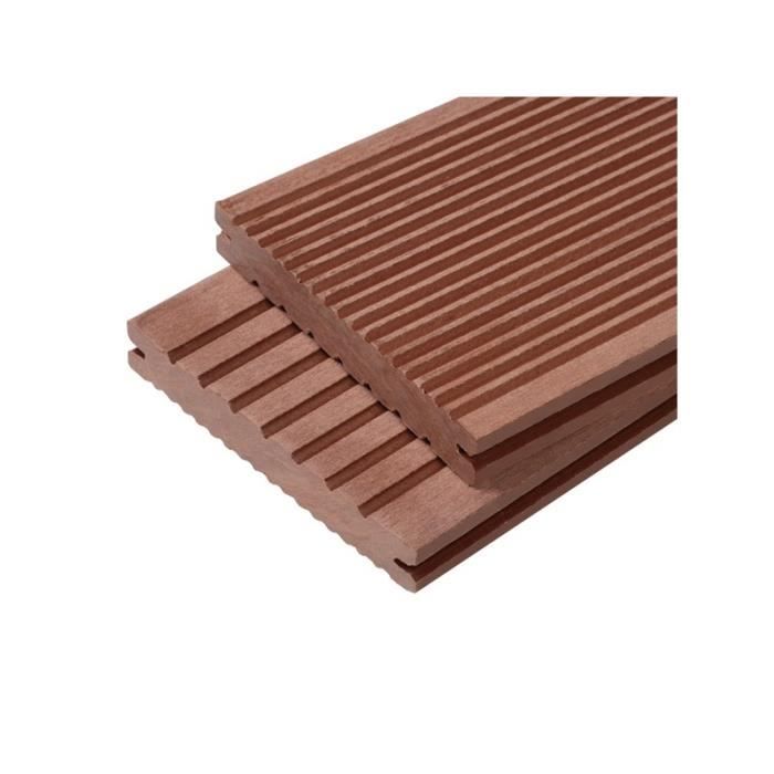 Lame terrasse bois composite plein Maxima - L: 360 cm - l: 14 cm - E: 22 mm - Brun rouge