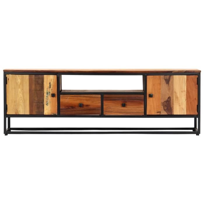 Meuble TV Industriel en Bois de Récupération 120 cm