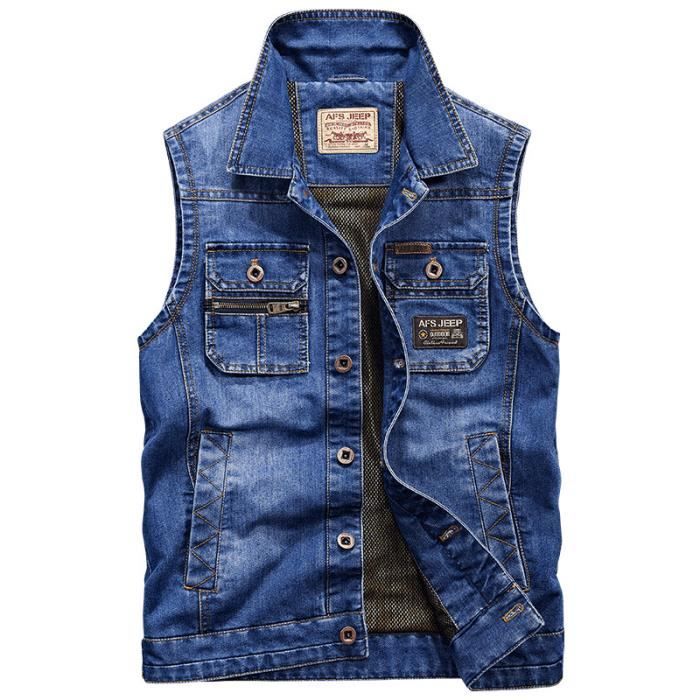 Gilet Sans Manche Homme Grande Taille Printemps Et Automne Gilet En Jean Homme Bleu S A00080 Bleu Fonce Cdiscount Pret A Porter