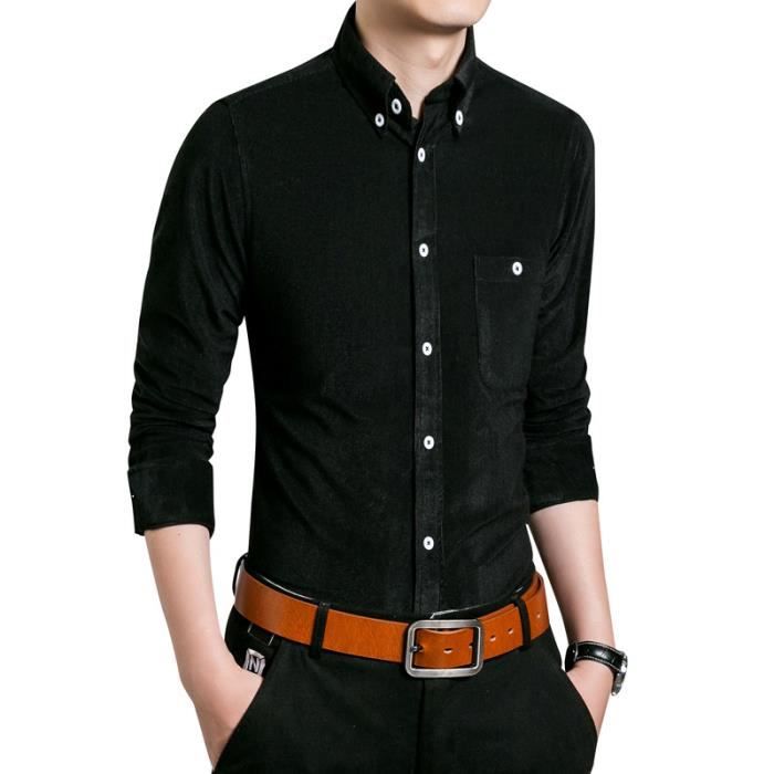 Chemise velours deals noir homme
