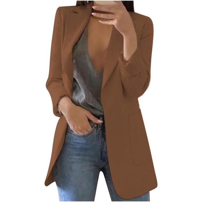 Dyhxuan Blazer Veste Blazer élégante à Manches 3/4 Pour Femme