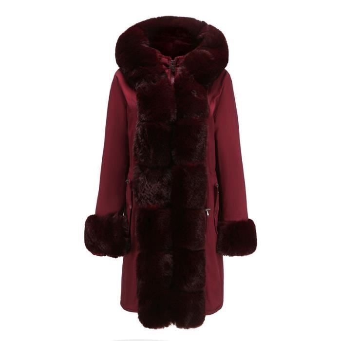 Parka femme rouge cheap capuche fourrure