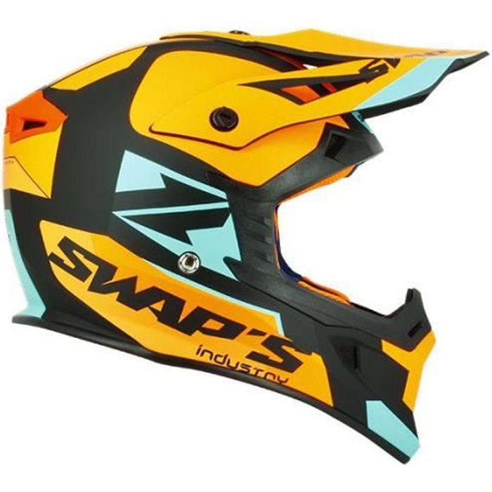 SWAPS Casque Moto Cross Blur S818 Noir Blanc Mat Homologu/é ECE R22-05