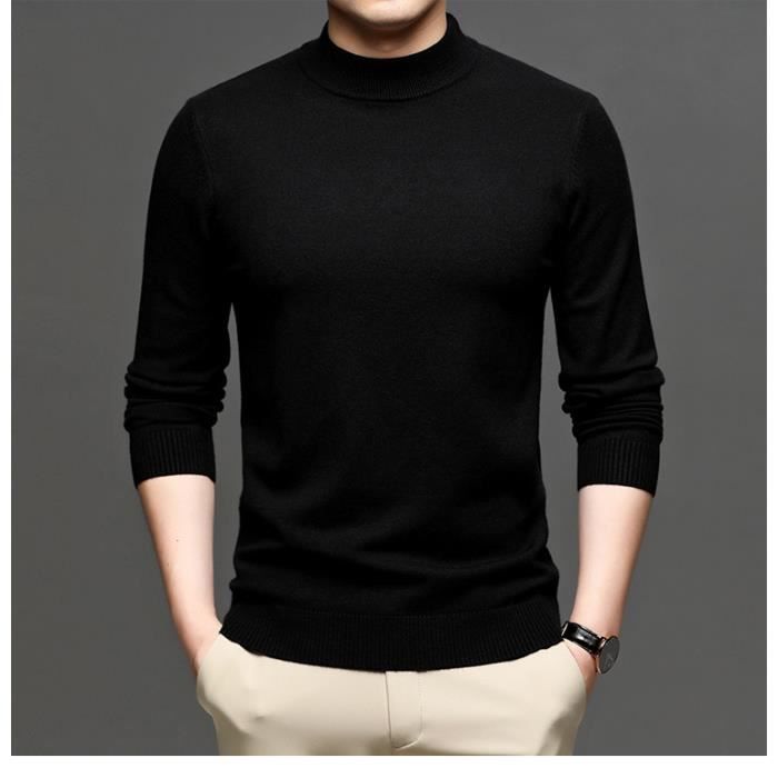 Pull homme manches longues col roule nouvel hiver 2020 slim couleur unie noir Noir Cdiscount Pret a Porter